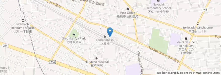 Mapa de ubicacion de 板橋警察署 上板橋駅前交番 en Japan, Tokio, 板橋区.