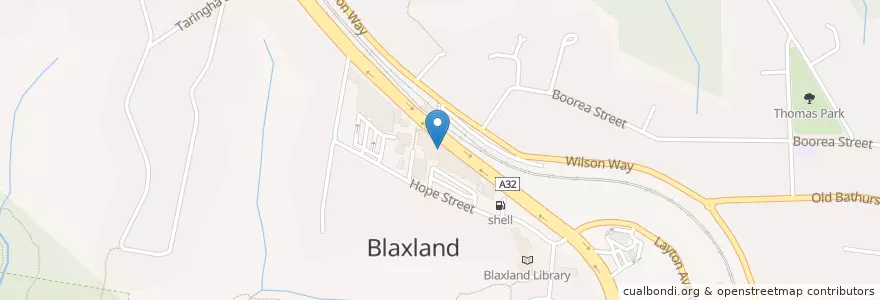 Mapa de ubicacion de Blaxland Post Office en Australia, New South Wales, Sydney, Blue Mountains City Council.