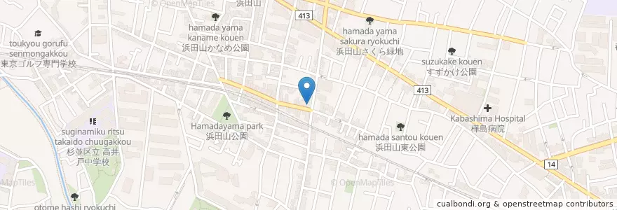 Mapa de ubicacion de みずほ銀行 浜田山支店 en Giappone, Tokyo, 杉並区.