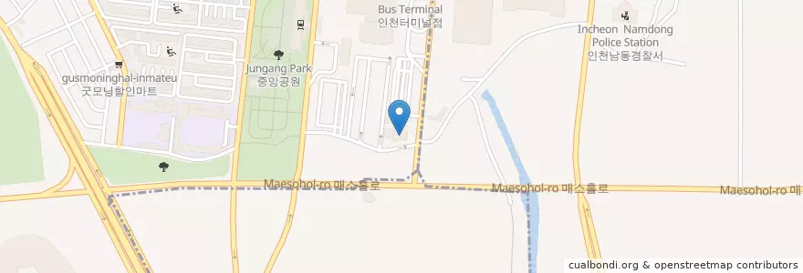 Mapa de ubicacion de S-OIL한진주유소 en 大韓民国, 仁川広域市, 弥鄒忽区, 南洞区, 구월동.