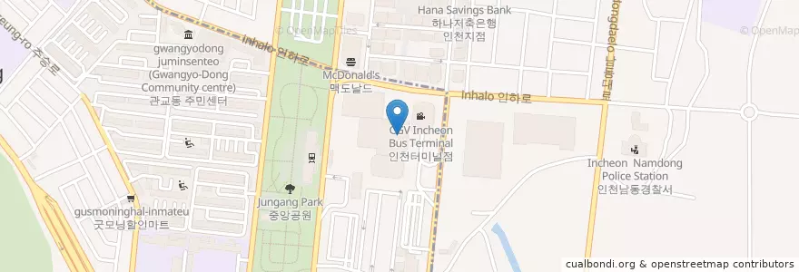 Mapa de ubicacion de 롯데시네마 en Güney Kore, 인천, 남동구, 구월동.