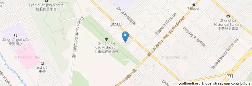 Mapa de ubicacion de 台東秀泰影城 en تايوان, مقاطعة تايوان, مقاطعة تايتونغ, 臺東市.