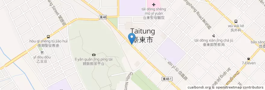 Mapa de ubicacion de 歐鄉牛排館 en Taiwan, 臺灣省, Taitung, 臺東市.