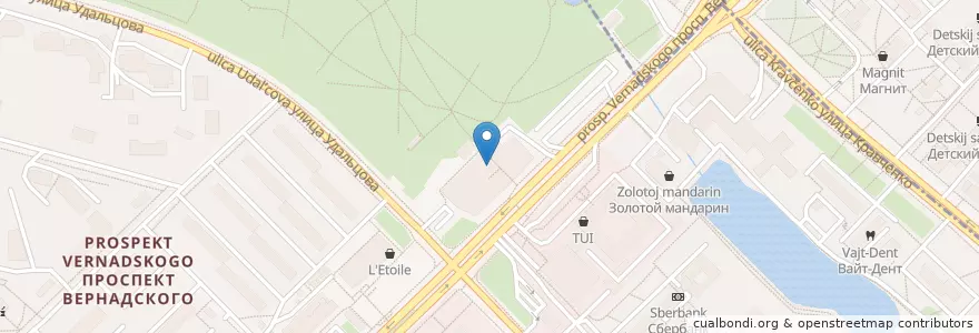 Mapa de ubicacion de Бургер Кинг en روسيا, Центральный Федеральный Округ, Москва, Западный Административный Округ, Район Проспект Вернадского.