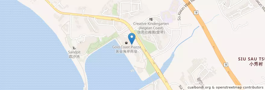 Mapa de ubicacion de 流動郵政局: 黃金海岸 Mobile Post Office: Hong Kong Gold Coast en 中国, 香港 Hong Kong, 广东省, 新界 New Territories, 屯門區 Tuen Mun District.