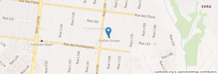 Mapa de ubicacion de GraiSen Groupe en 科特迪瓦, 阿比让, Cocody.