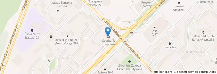 Mapa de ubicacion de Сбербанк en Rusia, Приволжский Федеральный Округ, Bashkortostán, Городской Округ Уфа.