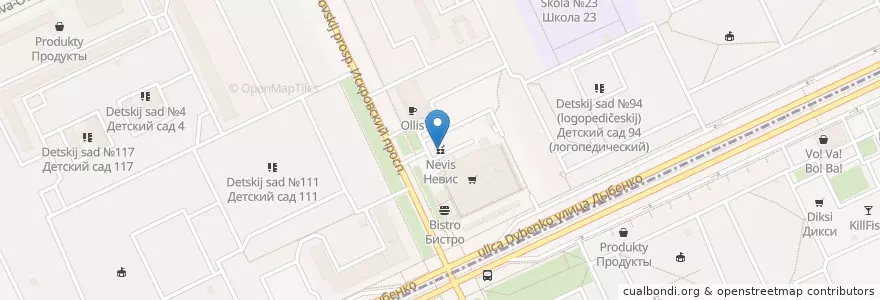 Mapa de ubicacion de Невис en ロシア, 北西連邦管区, レニングラード州, サンクト ペテルブルク, Невский Район, Невский Округ.
