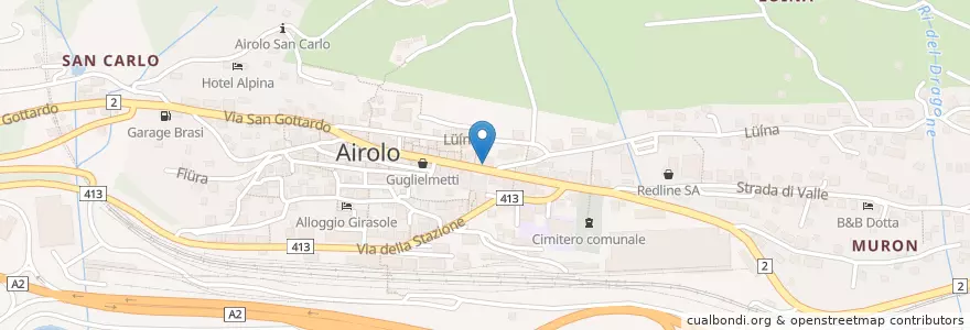 Mapa de ubicacion de Studio medico Fransioli - Meregalli en Suiza, Tesino, Distretto Di Leventina, Circolo Di Airolo, Airolo.