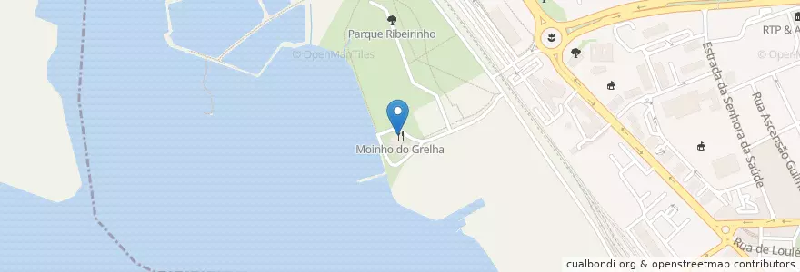 Mapa de ubicacion de Moinho do Grelha en 葡萄牙, Algarve, Algarve, Faro, Faro, Montenegro.