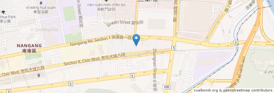 Mapa de ubicacion de 傳說水煎包 en تايوان, تايبيه الجديدة, تايبيه, 南港區.