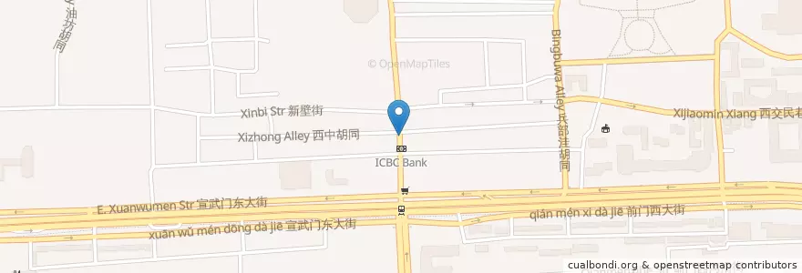 Mapa de ubicacion de 四合院 en China, Peking, Hebei, 西城区.