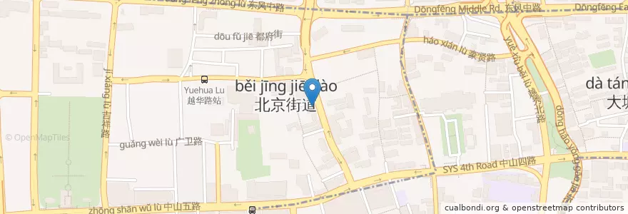 Mapa de ubicacion de 猫婆重庆小面（已关闭？） en چین, گوانگ‌دونگ, 广州市, 越秀区, 北京街道.