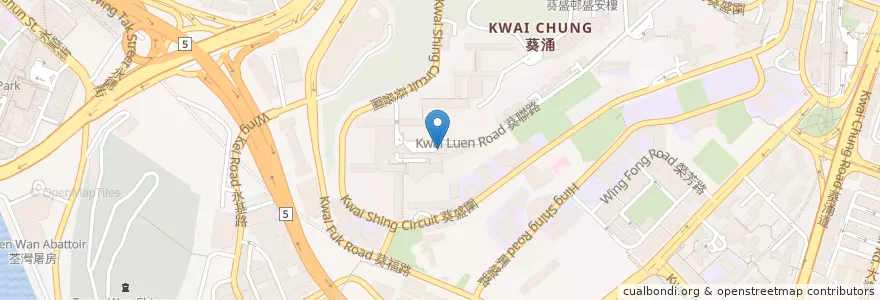 Mapa de ubicacion de 葵盛郵政局 Kwai Shing Post Office en China, Provincia De Cantón, Hong Kong, Nuevos Territorios, 葵青區 Kwai Tsing District.