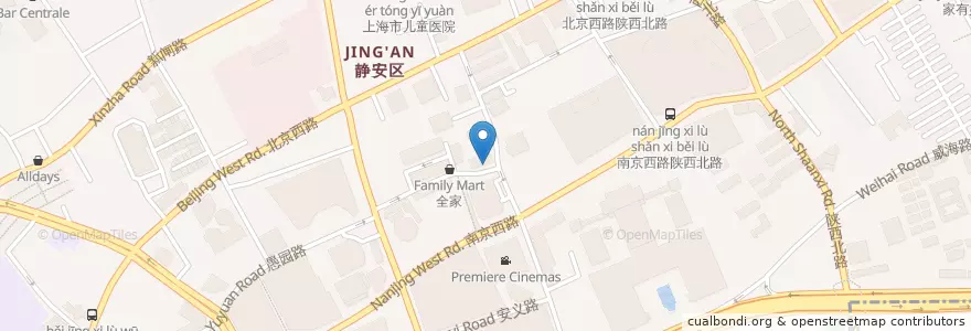 Mapa de ubicacion de 鬍渣渣 en 中国, 上海市, 静安区.