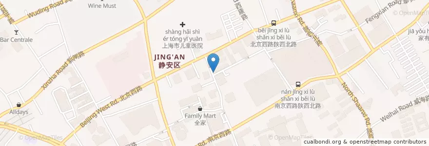 Mapa de ubicacion de Blues Bar en China, Shanghái, Jing'an.
