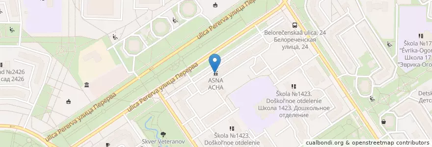 Mapa de ubicacion de АСНА en Russia, Distretto Federale Centrale, Москва, Юго-Восточный Административный Округ, Район Марьино.