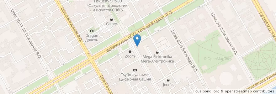 Mapa de ubicacion de Интан en Russland, Föderationskreis Nordwest, Oblast Leningrad, Sankt Petersburg, Василеостровский Район, Округ № 7.