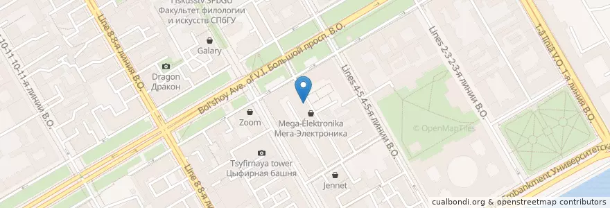 Mapa de ubicacion de Шаверма.ru en Russie, District Fédéral Du Nord-Ouest, Oblast De Léningrad, Saint-Pétersbourg, Василеостровский Район, Округ № 7.