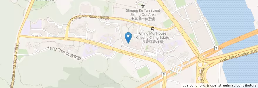 Mapa de ubicacion de 青衣郵政局 Tsing Yi Post Office en 中国, 広東省, 香港, 新界, 葵青區 Kwai Tsing District.