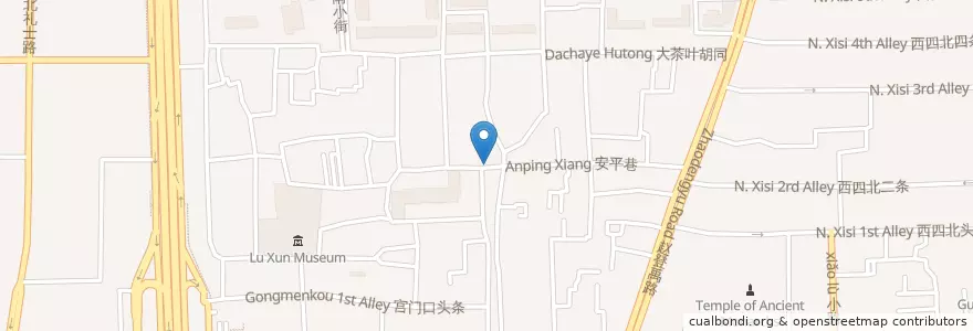 Mapa de ubicacion de 1Y skewers en 中国, 北京市, 河北省, 西城区.