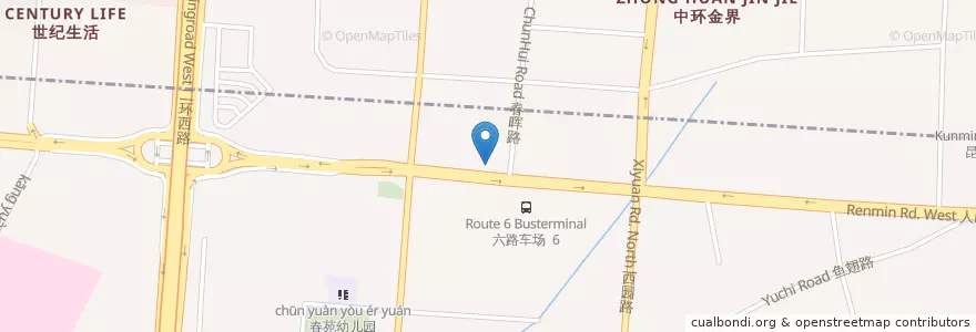 Mapa de ubicacion de 西山汽车站 en 中国, 云南省, 昆明市, 五华区.