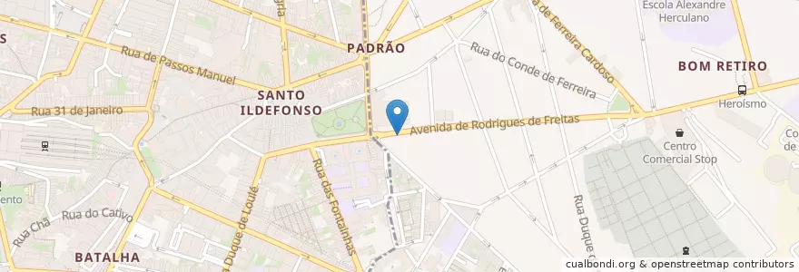 Mapa de ubicacion de TerraPlana en Portugal, Nord, Área Metropolitana Do Porto, Porto, Porto, Bonfim.