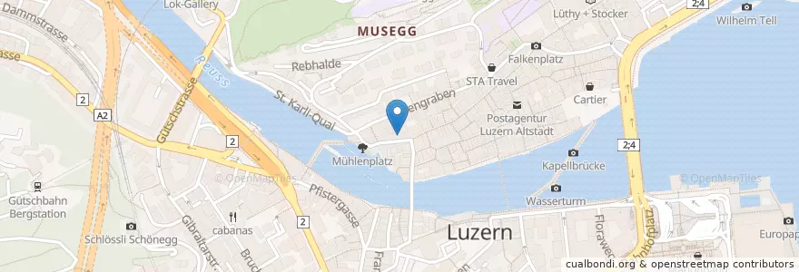 Mapa de ubicacion de Mühlenplatz en Zwitserland, Luzern, Luzern.