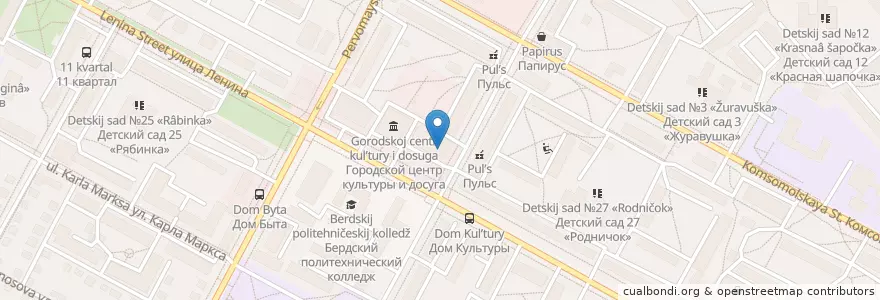 Mapa de ubicacion de Продсиб en Rusya Federasyonu, Сибирский Федеральный Округ, Novosibirsk Oblastı, Городской Округ Бердск.