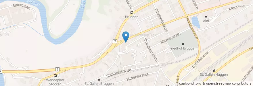 Mapa de ubicacion de Apotheke Bruggen en Zwitserland, Sankt Gallen, Wahlkreis St. Gallen, St. Gallen.