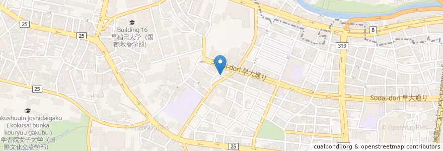 Mapa de ubicacion de 早稲田鶴巻町パーキング en Jepun, 東京都, 新宿区.