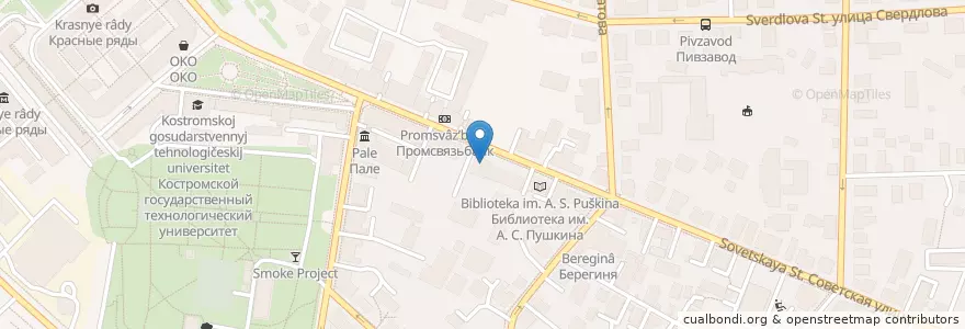 Mapa de ubicacion de Костромской почтамт en 俄罗斯/俄羅斯, Центральный Федеральный Округ, 科斯特罗马州, Костромской Район, Городской Округ Кострома.