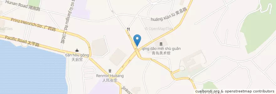 Mapa de ubicacion de Beer Garden en China, Shandong, Qingdao City, Shinan District.