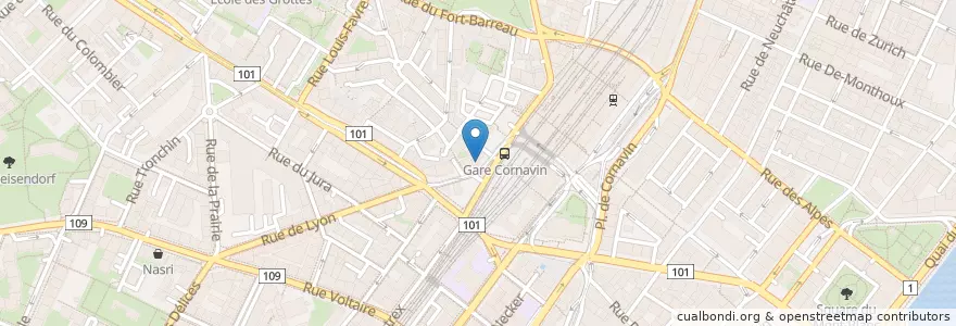 Mapa de ubicacion de Café de la Place en 瑞士, 日內瓦, 日內瓦, Genève.
