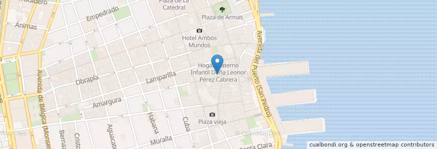 Mapa de ubicacion de Cafe La Habana en キューバ, La Habana, La Habana Vieja.