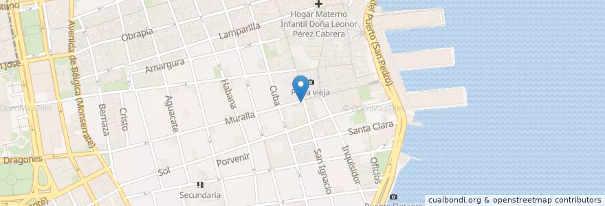 Mapa de ubicacion de La Vitrola en Cuba, La Habana, La Habana Vieja.