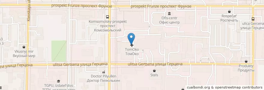 Mapa de ubicacion de Лечебно-диагностический центр ТомОко en ロシア, シベリア連邦管区, トムスク州, トムスク地区, トムスク管区.