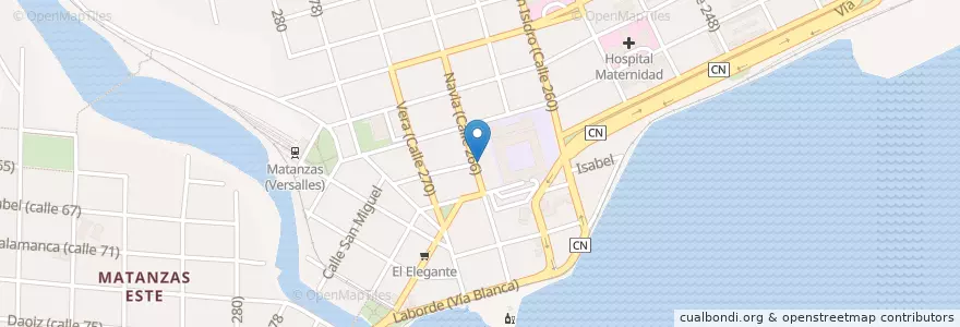 Mapa de ubicacion de ESBU Manuel Sanguily en کوبا, Matanzas, Matanzas, Ciudad De Matanzas.