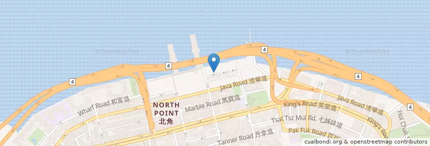 Mapa de ubicacion de 北角碼頭公共運輸交匯處公廁 North Point Ferry Pier Public Transport Interchange Public Toilet en الصين, غوانغدونغ, هونغ كونغ, جزيرة هونغ كونغ, الأقاليم الجديدة, 東區 Eastern District.