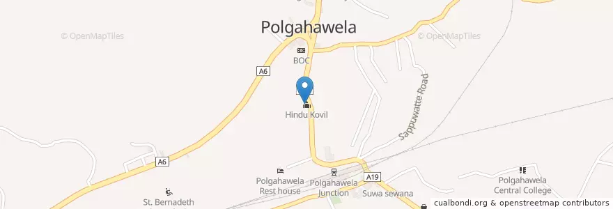 Mapa de ubicacion de Hindu Kovil en سری‌لانکا, වයඹ පළාත, කුරුණෑගල දිස්ත්‍රික්කය.