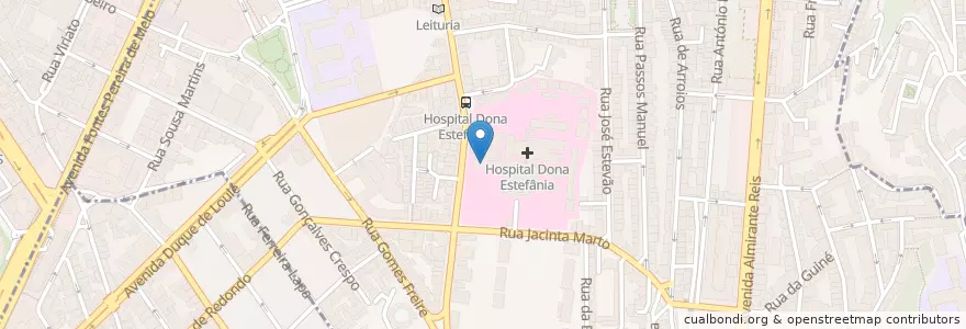 Mapa de ubicacion de Escola Básica 1 Rainha Dona Estefânia - Hospital en Portugal, Área Metropolitana De Lisboa, Lisbon, Grande Lisboa, Lisbon, Arroios.