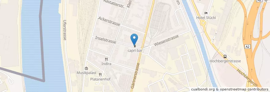 Mapa de ubicacion de capri bar en سويسرا, مدينة بازل, Basel.
