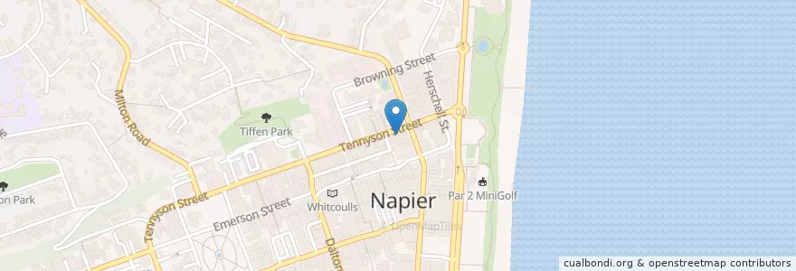Mapa de ubicacion de Cafe Tennyson + Bistro en Nueva Zelanda, Hawke's Bay, Napier City.
