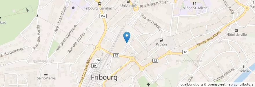 Mapa de ubicacion de Postfinance en Schweiz, Freiburg, District De La Sarine, Freiburg.