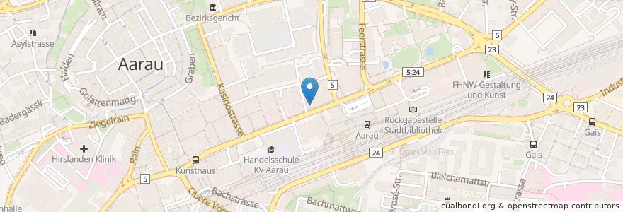 Mapa de ubicacion de UBS en Schweiz, Aargau, Bezirk Aarau, Aarau.