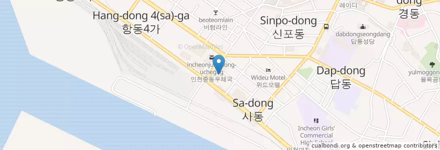 Mapa de ubicacion de Citibank en Südkorea, Incheon, Jung-Gu, 신포동.