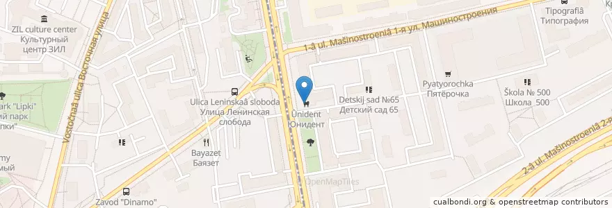 Mapa de ubicacion de Юнидент en Rusia, Distrito Federal Central, Москва.