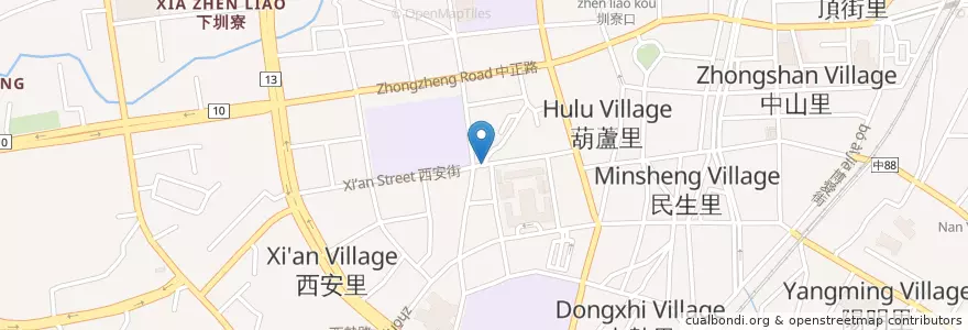 Mapa de ubicacion de 大俠漢堡(早餐) en 타이완, 타이중 시, 펑위안 구.