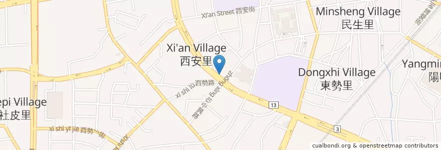 Mapa de ubicacion de 千帆鵝肉 快炒 en تايوان, تاي شانغ, 豐原區.