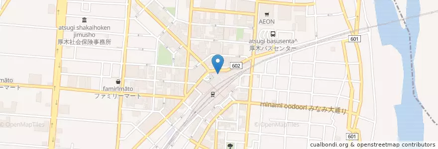 Mapa de ubicacion de 本厚木駅前交番 en Japão, 神奈川県, 厚木市.